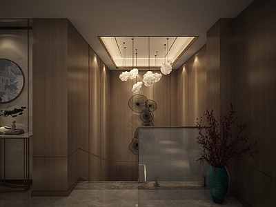 新中式其他餐饮空间 酒店楼梯间