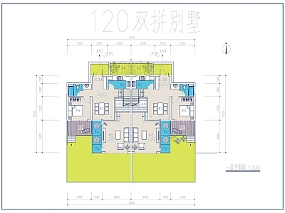 现代别墅建筑 二层别墅 联排别墅 施工图