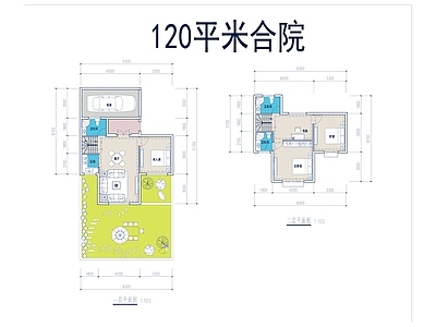 现代别墅建筑 二层别墅 合院别墅 施工图