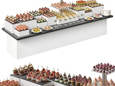 现代自助餐厅 现代自助餐台 自助蛋糕台 茶歇蛋糕台 甜品摆件