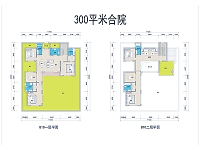 现代别墅建筑 二层别墅 合院别墅 施工图