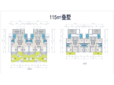 现代别墅建筑 双拼别墅 叠墅 施工图