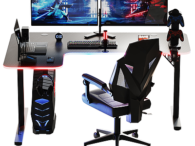 电脑 台式电脑 双屏游戏主机电脑 现代电脑 游戏主机