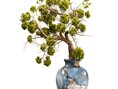 盆栽 盆栽盆景 新中式花瓶 绿植花卉 松树 绿植