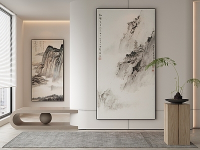 新中式侘寂挂画 油画 书房挂画 茶室挂画 客厅挂画 玄关挂画
