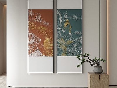 新中式侘寂挂画 油画 书房挂画 茶室挂画 客厅挂画 玄关挂画