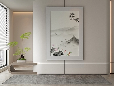 新中式侘寂挂画 油画 书房挂画 茶室挂画 客厅挂画 玄关挂画