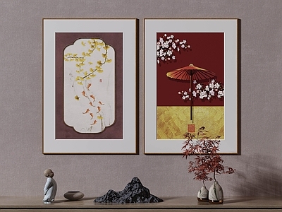 新中式侘寂挂画 油画 书房挂画 茶室挂画 客厅挂画 玄关挂画