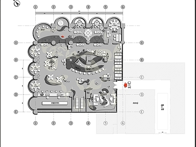 现代酒楼 餐酒吧平面布局图 施工图