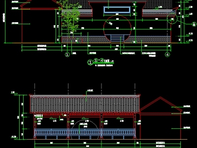 新中式中式廊架 古建徽派景墙 古建景观长廊 古建亭廊结构图 施工图