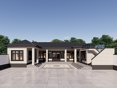 新中式中式四合院 一层三合院 四合院 自建房 新中式自建房