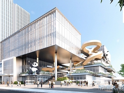 现代商场建筑 商业裙楼 购物中心