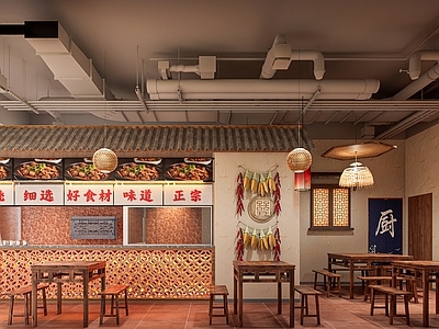 中式中古中餐厅 闽南餐厅 姜母鸭 民族风餐厅 小吃