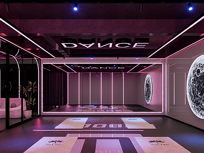 现代极简瑜伽室 网红街舞教室 现代舞蹈教室 工业风街舞教室 舞蹈室瑜伽室