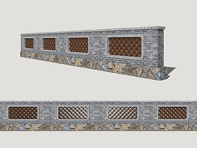 新中式围墙 庭院矮墙 民俗景墙
