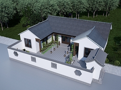 新中式四合院 三合院