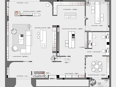 家具展厅 合生雅居 定制展厅 全屋定制展厅 展厅平面方案 施工图