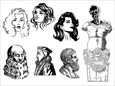 复古人物 人物头像 施工图