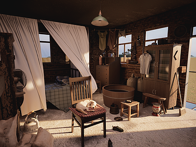 中式复古公寓 80年代 农村 小屋 守岛人 保安亭