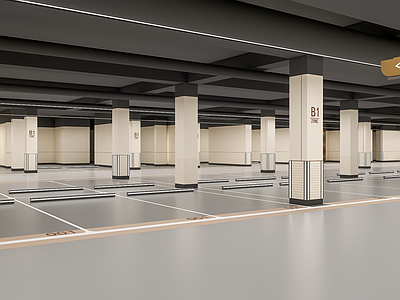 现代新中式其他公共空间 地下室停车场车库