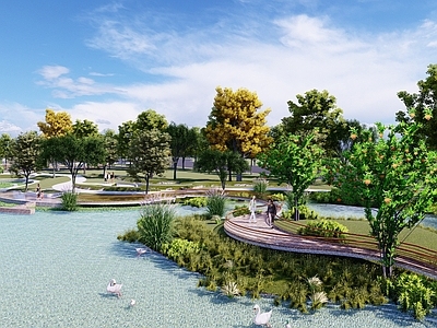 现代景观公园 现代校园公园设计 滨湖栈道 滨湖景观 运动场地 校园景观