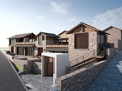 现代民宿建筑 新中式民宿建筑 乡村民房 民宿酒店建筑