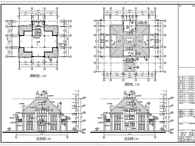 法式别墅建筑 小别墅 独栋别墅 施工图