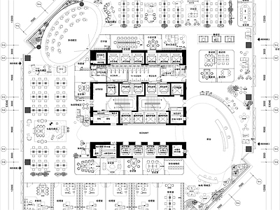 现代整体办公空间 2600㎡办公 平面方案 图纸 办公家具 休闲家具 施工图