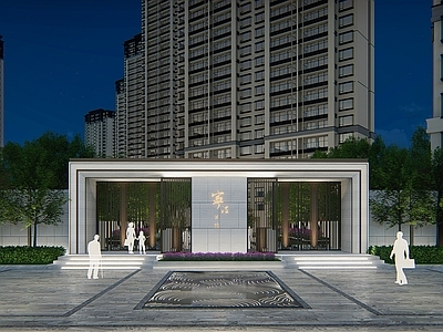 新中式入口大门 小区入口大门 次入口