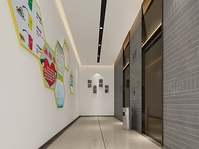 现代电梯间 学校电梯厅 小学电梯厅