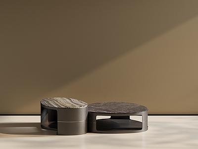 现代轻奢几类组合 圆形茶几 大理石茶几