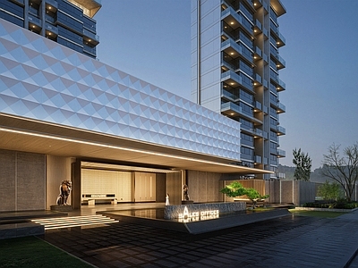 现代简约小区建筑 现代风格大堂 小区主入口 售楼处入口 示范区入口 小区大堂