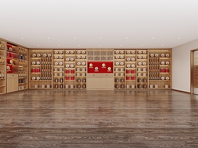 现代原木茶叶店 地下室茶滘展厅