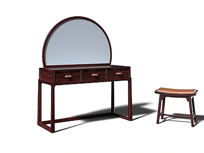 新中式中式妆台妆凳 新中式宋式美学红