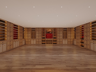 现代原木烟酒店 地下室雪茄窖展厅