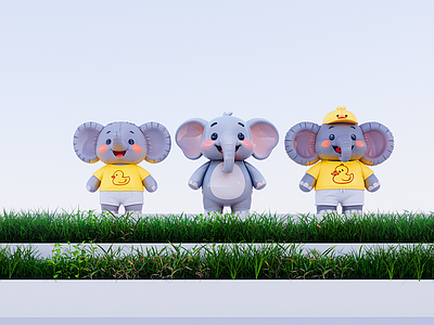 现代其他美陈 卡通大象玩偶 动物美陈小品 创意动漫IP小品 室外商业外摆小品 卡通美陈公仔