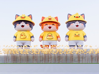 现代其他美陈 可爱小猫玩偶 小猫创意玩偶 动物美陈小品 网红商业动物美陈 网红商业外摆公仔