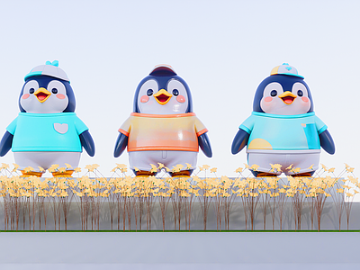 现代其他美陈 卡通动物美陈 企鹅卡通玩偶 动物美陈外摆 网红动物公仔玩偶 创意动物美陈