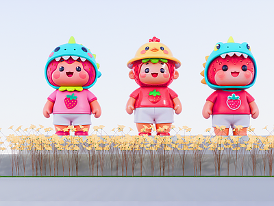 现代其他美陈 草莓公仔 水果主题玩偶 卡通水果玩偶 创意景观雕塑 网红商业外摆小品