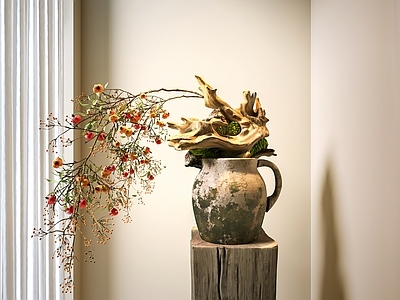 新中式花艺 新中式花瓶 枯枝花艺 中古花瓶 枯木花瓶 复古花瓶