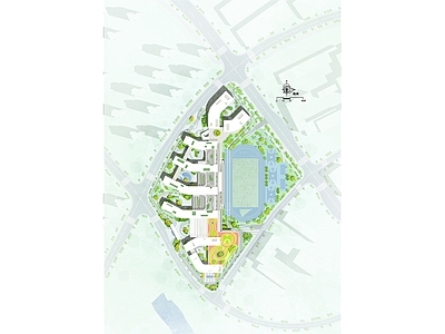 现代新中式学校建筑 现代心中式学校