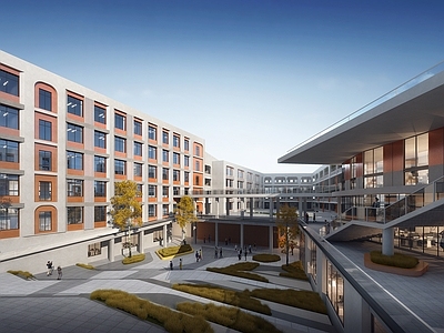 现代高中 现代 建筑立面 学校