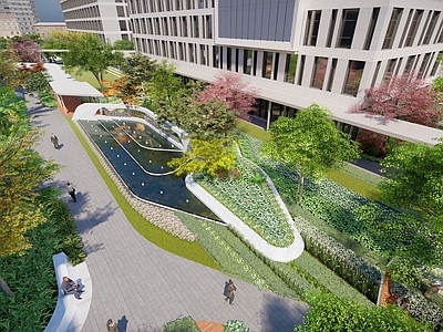 现代简约办公园区景观 电商产业园 高品质  产业园园林景观
