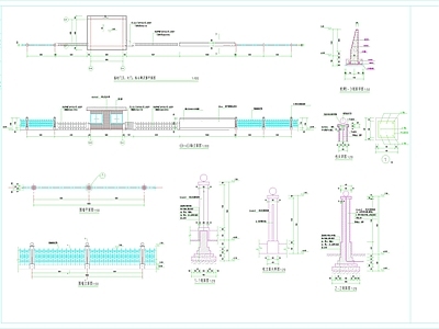 现代其他建筑 门卫 大门 挡墙 施工图