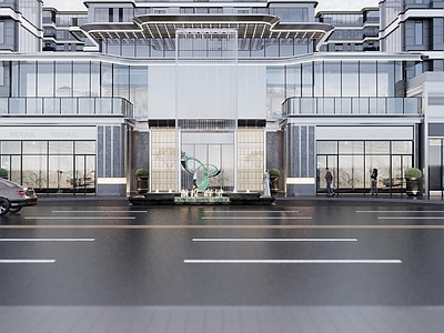 现代轻奢入口大门 住宅大门门楼 示范区前场 社区底商 水景雕塑 酒店式