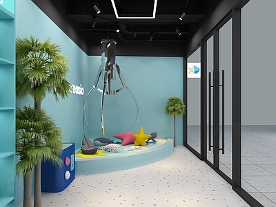 现代其他商业空间 娃娃机打卡墙 抓鱼店