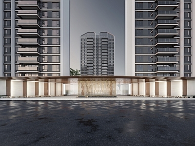 现代意式小区建筑 小区大门 现代大门 奢侈大门 现代小区 曲线