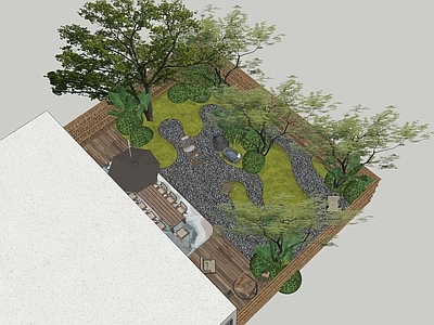 现代新中式别墅庭院 现代庭院