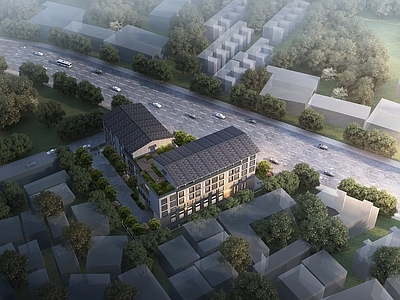 新中式古建 新中式 古建筑 酒店 鸟瞰