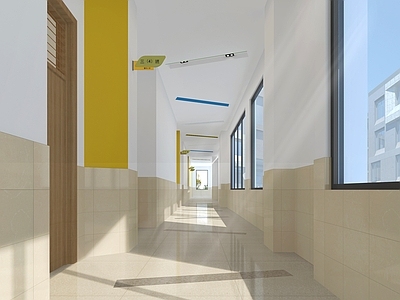 现代走廊 教室走廊 小学走道